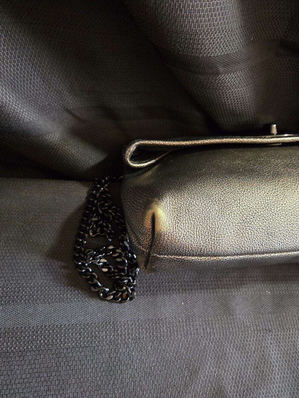 Coach Metallic Pewter Chain Strap Shoulder Bag/Clutch EUC - Picture 15 of 16